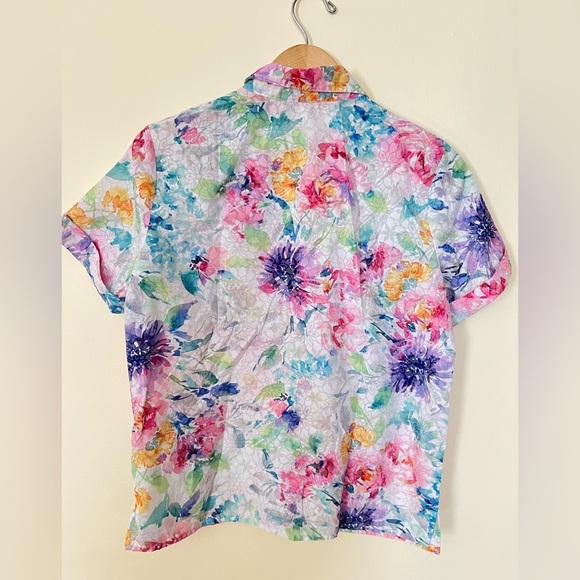 Alfred Dunner Button Up Shirt Small Multi‎ Pastel Floral Cottagecore Y2K Summer - Picture 3 of 17